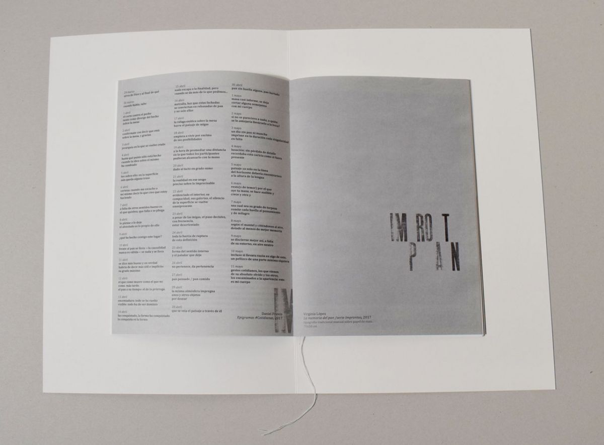 La memoria del pan + Cotidianas.&amp;nbsp;Virginia L&amp;oacute;pez y Daniel Franco. editado por pacabooks 2018